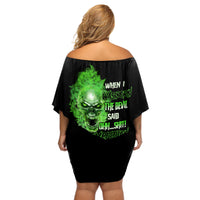 When I Was Born Skull Off Shoulder Short Dress - Wonder Print Shop