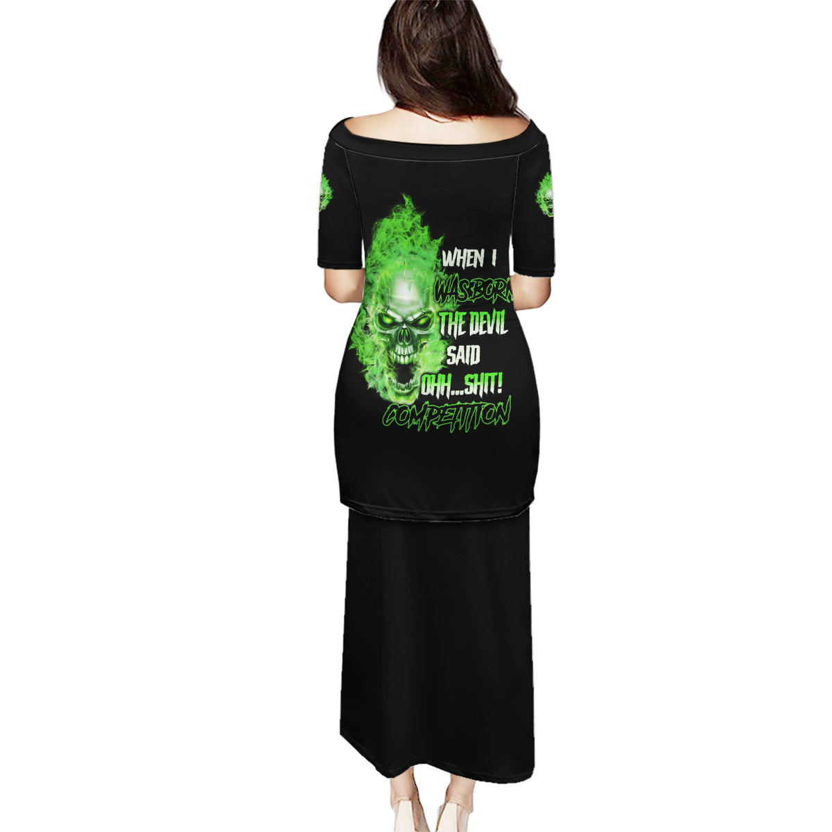 When I Was Born Skull Puletasi - Wonder Print Shop