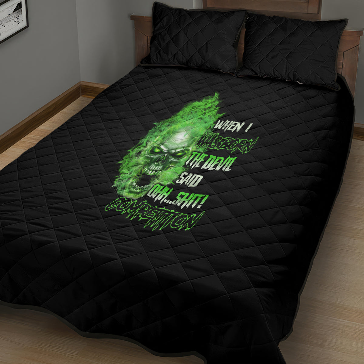 When I Was Born Skull Quilt Bed Set - Wonder Print Shop