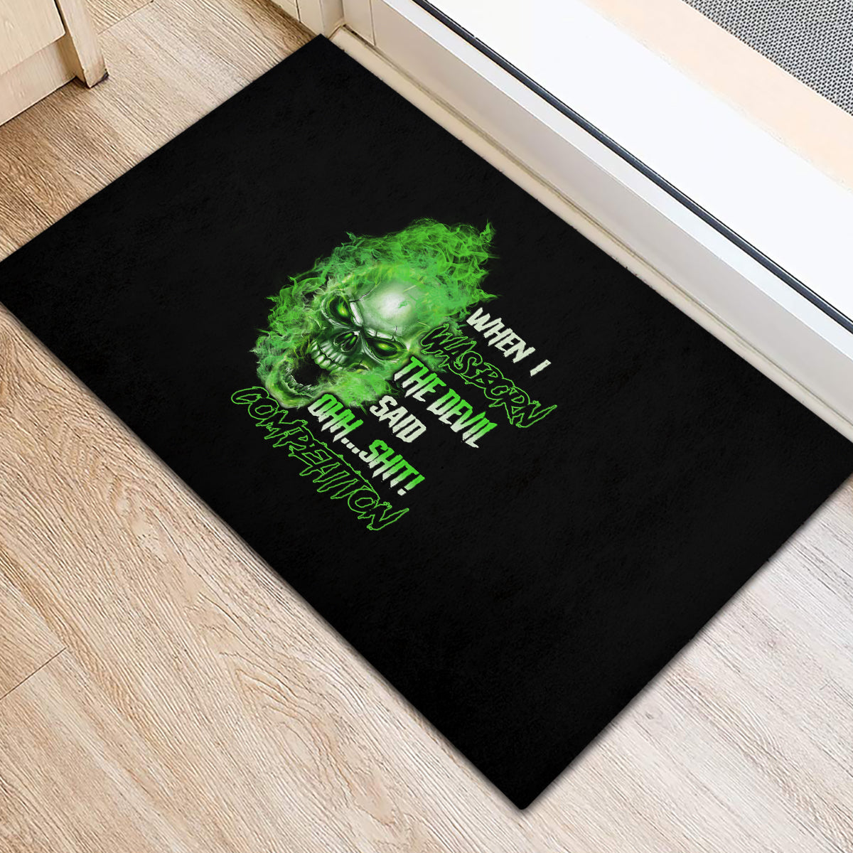 When I Was Born Skull Rubber Doormat - Wonder Print Shop
