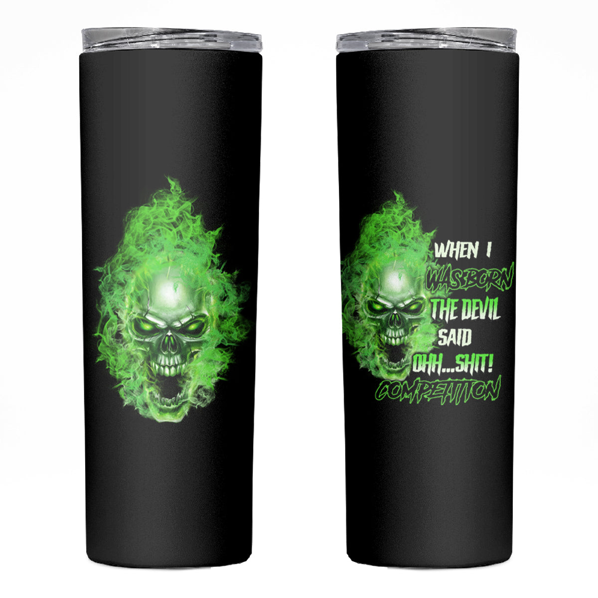 When I Was Born Skull Skinny Tumbler - Wonder Print Shop
