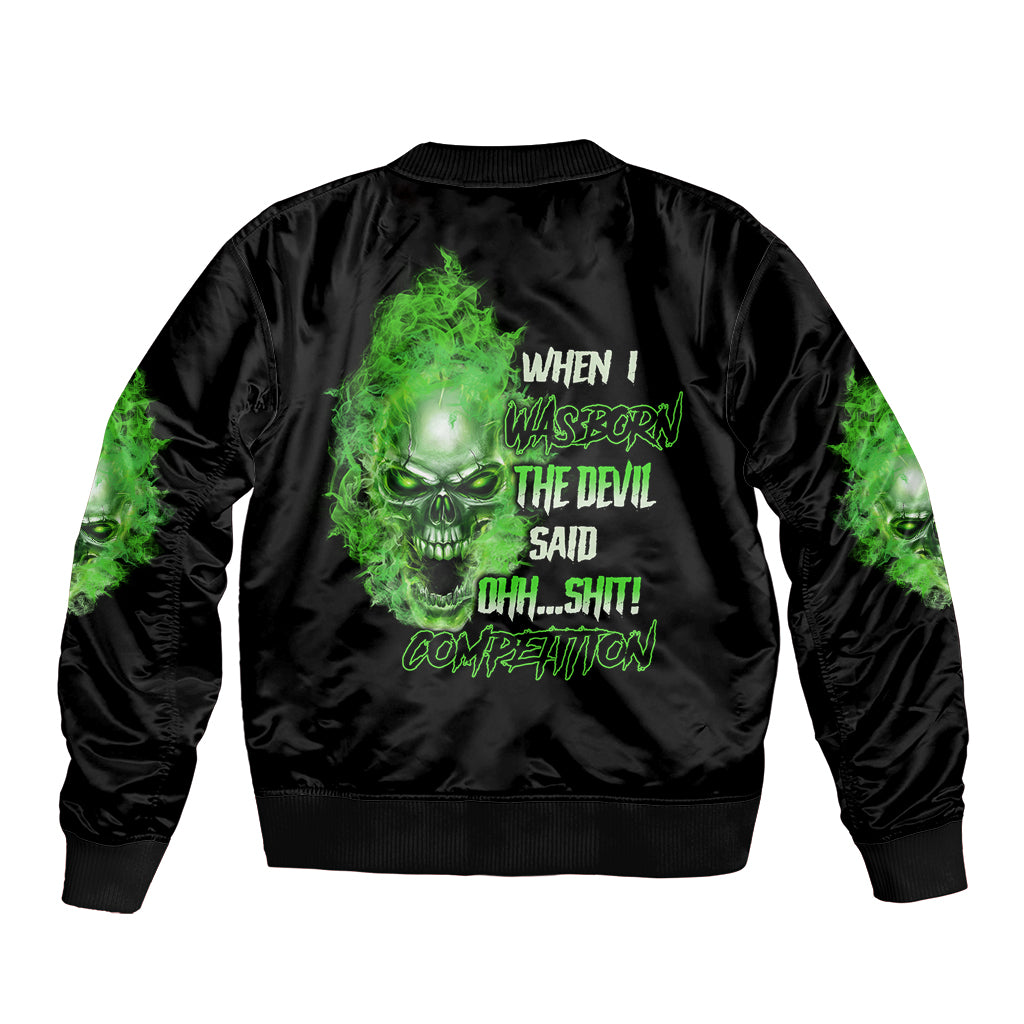 When I Was Born Skull Sleeve Zip Bomber Jacket - Wonder Print Shop