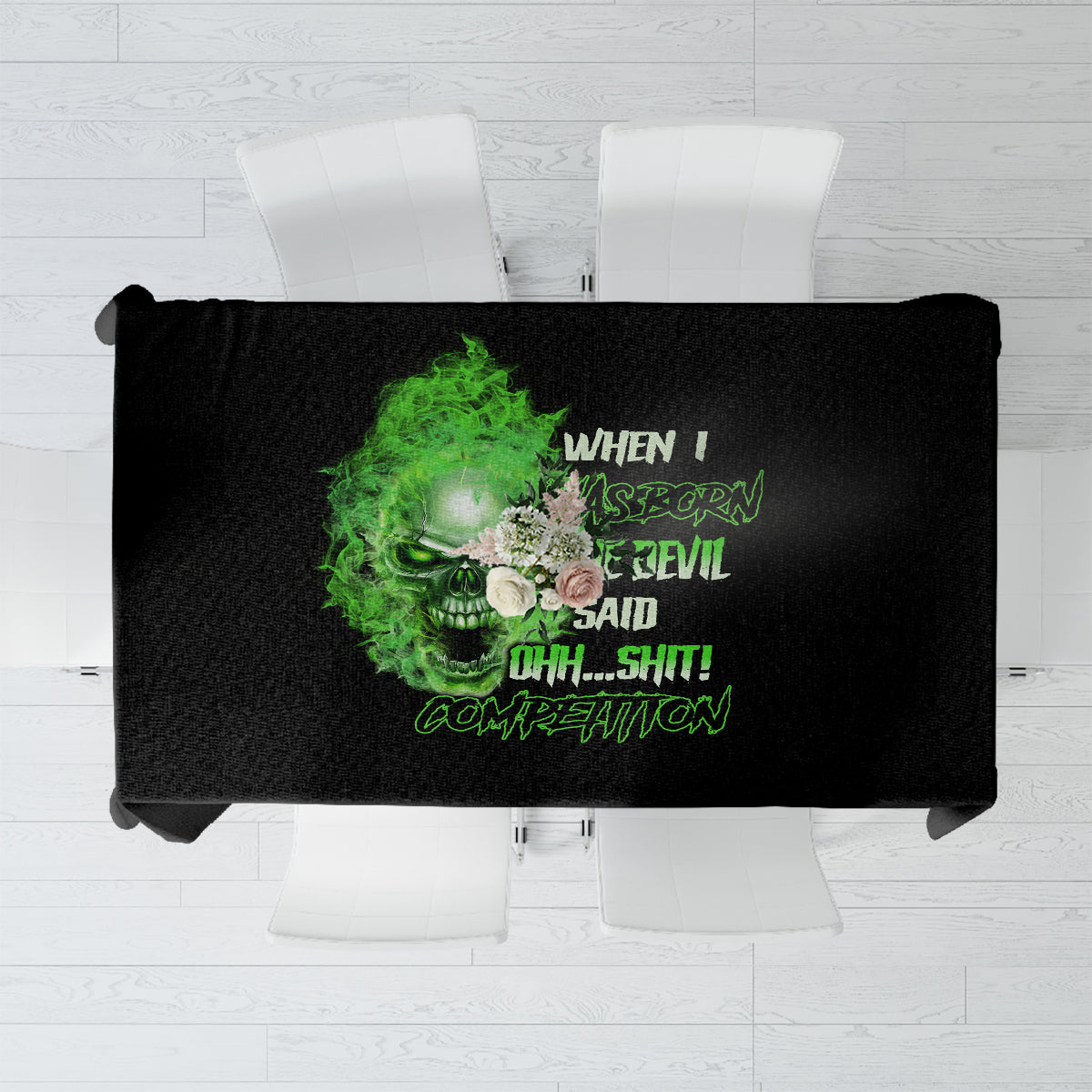When I Was Born Skull Tablecloth - Wonder Print Shop