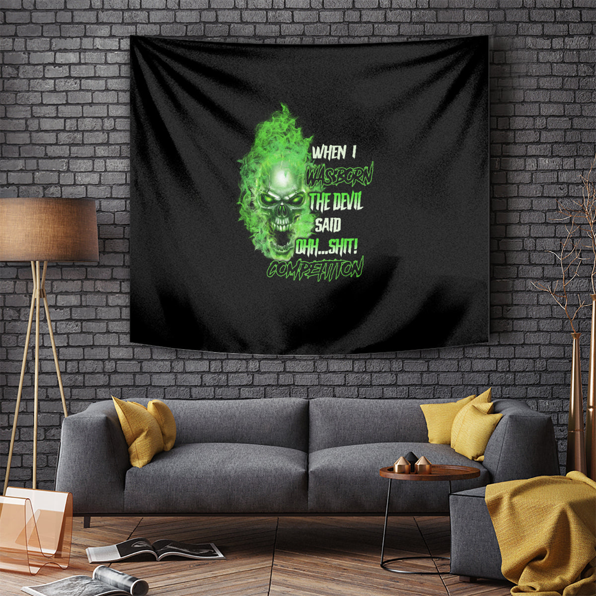 When I Was Born Skull Tapestry - Wonder Print Shop