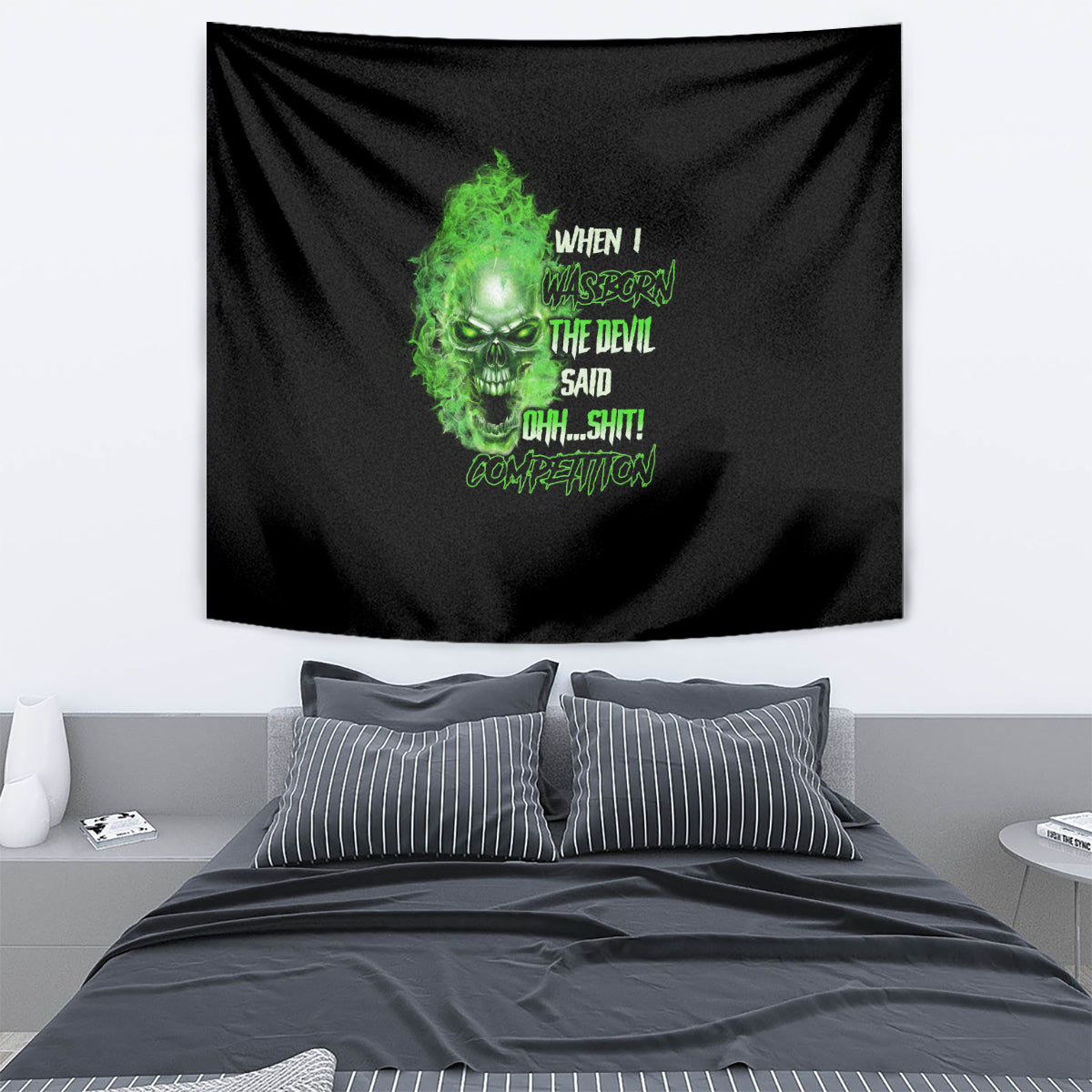 When I Was Born Skull Tapestry - Wonder Print Shop