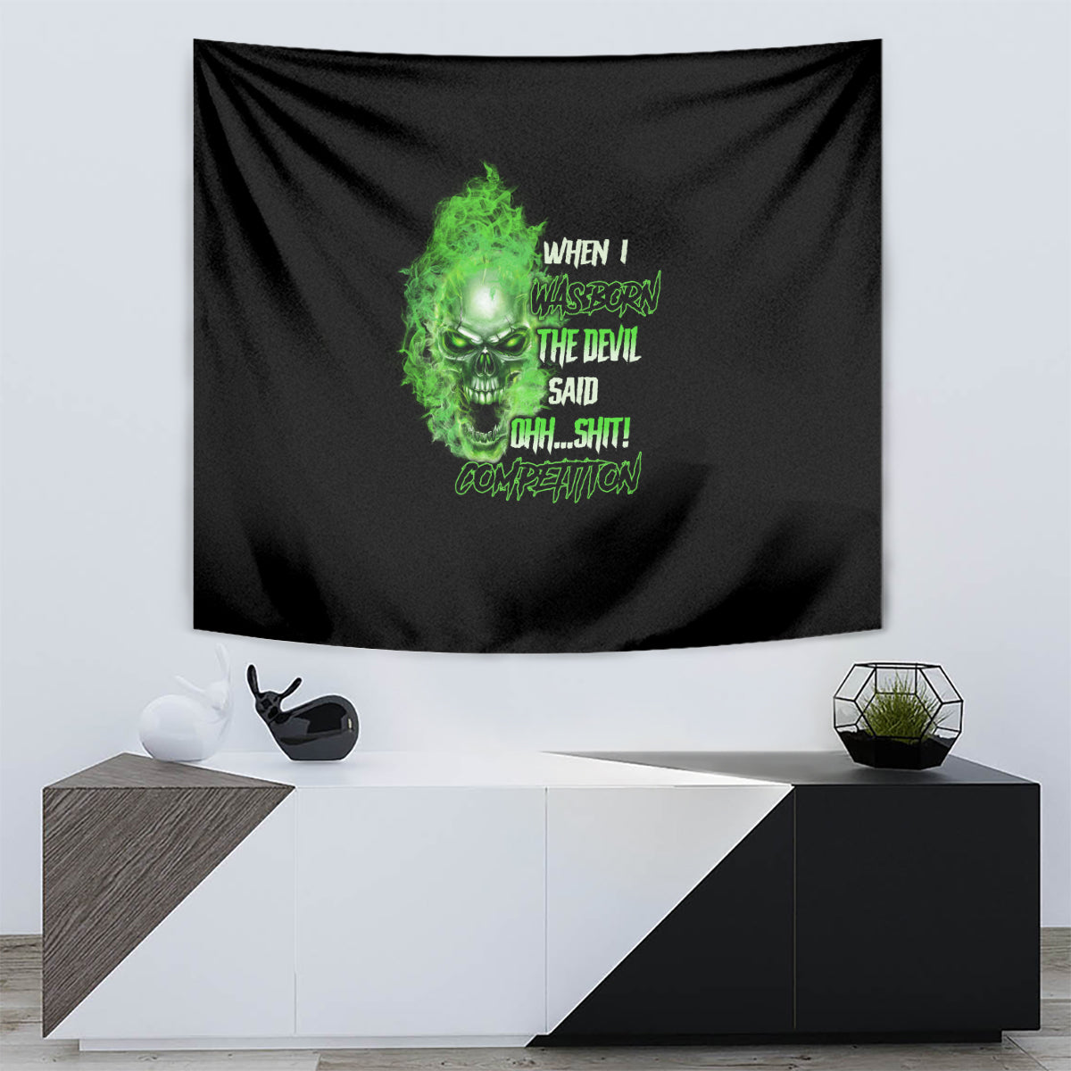When I Was Born Skull Tapestry - Wonder Print Shop