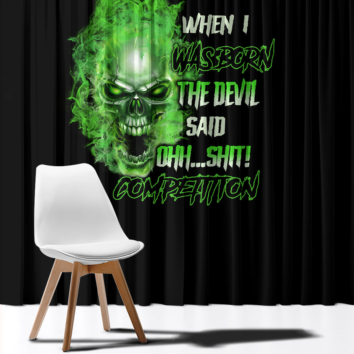 When I Was Born Skull Window Curtain - Wonder Print Shop