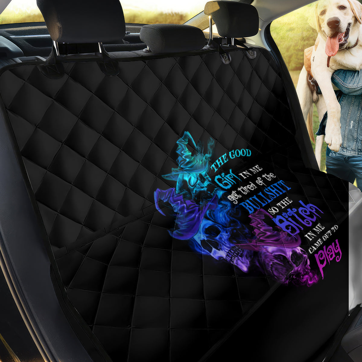 The Good Girl In Me Got Tired Skull Witch Halloween Back Car Seat Cover - Wonder Print Shop