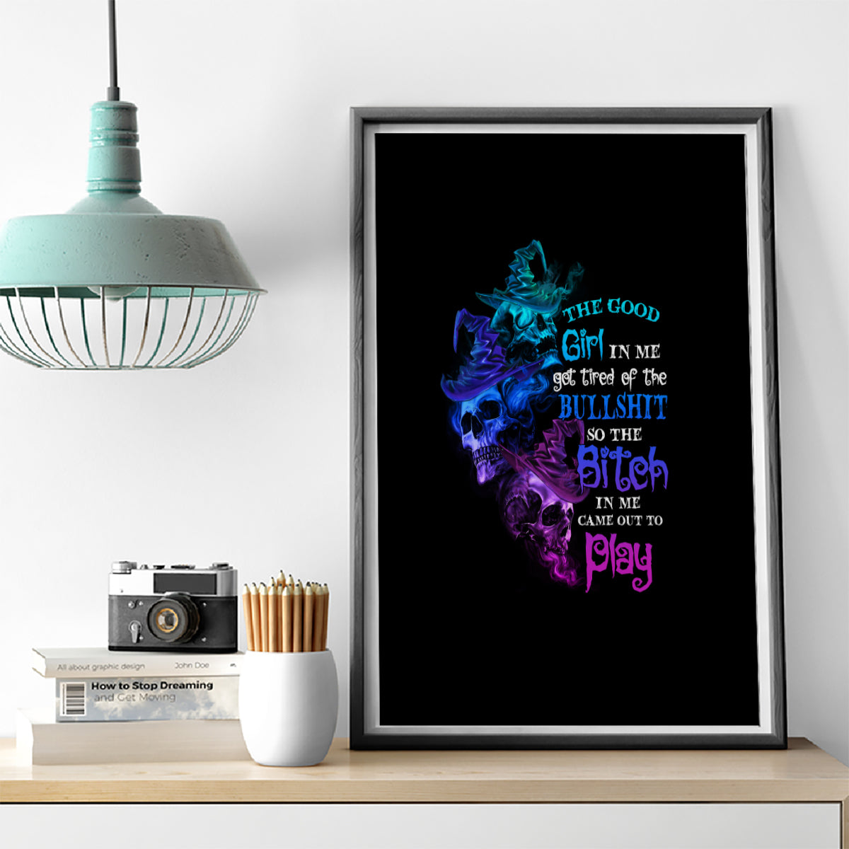 The Good Girl In Me Got Tired Skull Witch Halloween Canvas Wall Art - Wonder Print Shop