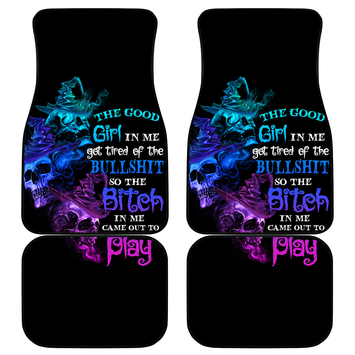 The Good Girl In Me Got Tired Skull Witch Halloween Car Mats - Wonder Print Shop