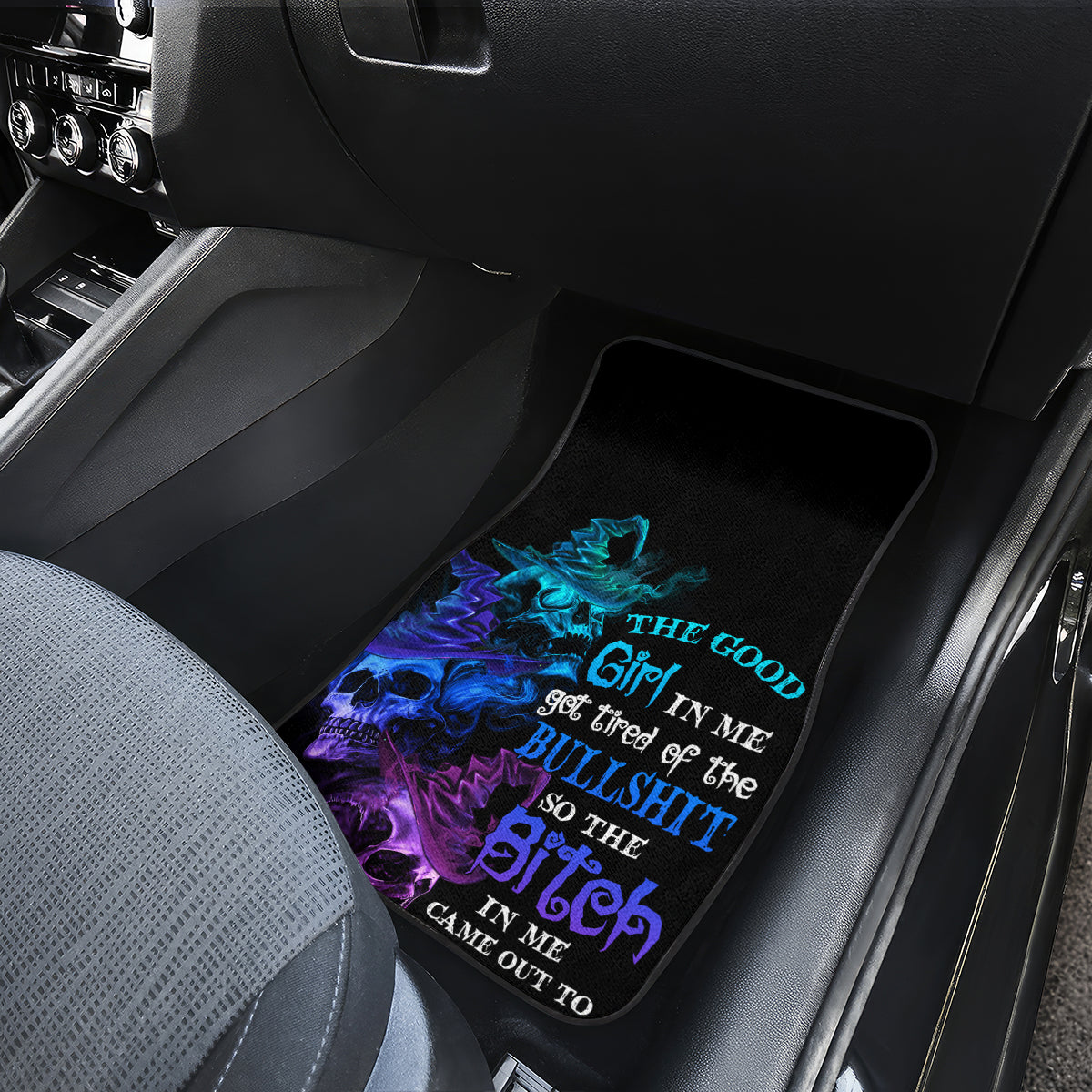 The Good Girl In Me Got Tired Skull Witch Halloween Car Mats - Wonder Print Shop
