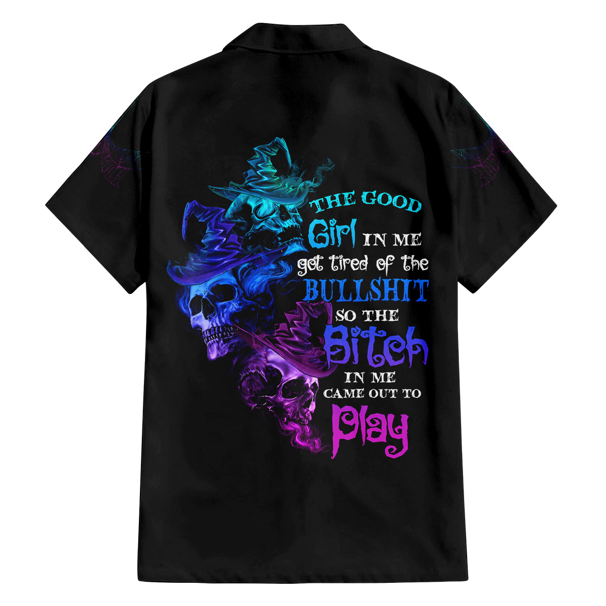 The Good Girl In Me Got Tired Skull Witch Halloween Family Matching Long Sleeve Bodycon Dress and Hawaiian Shirt - Wonder Print Shop