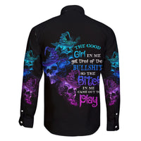 The Good Girl In Me Got Tired Skull Witch Halloween Family Matching Long Sleeve Bodycon Dress and Hawaiian Shirt - Wonder Print Shop
