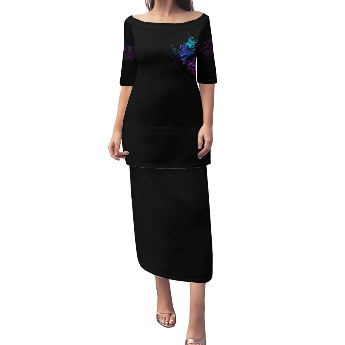 The Good Girl In Me Got Tired Skull Witch Halloween Family Matching Puletasi Dress and Hawaiian Shirt - Wonder Print Shop