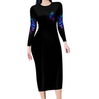 The Good Girl In Me Got Tired Skull Witch Halloween Long Sleeve Bodycon Dress - Wonder Print Shop