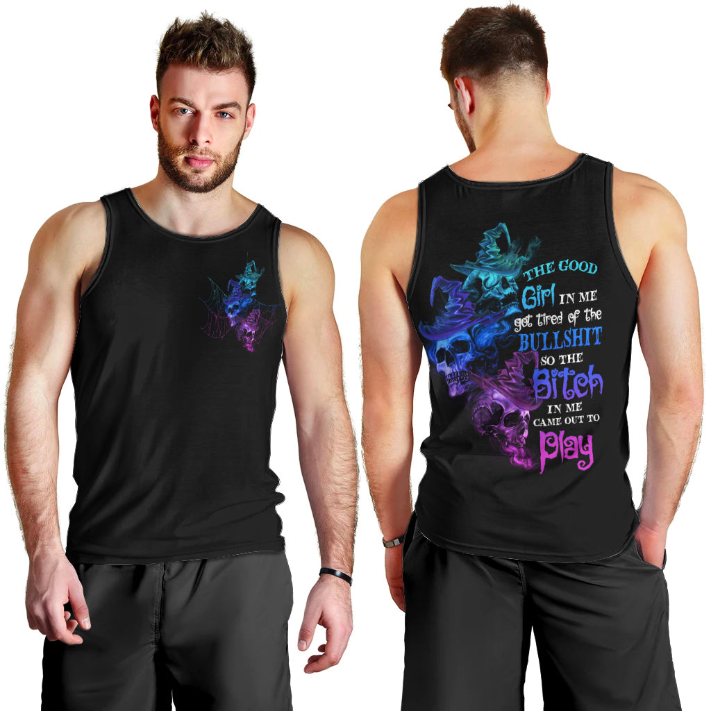 The Good Girl In Me Got Tired Skull Witch Halloween Men Tank Top - Wonder Print Shop
