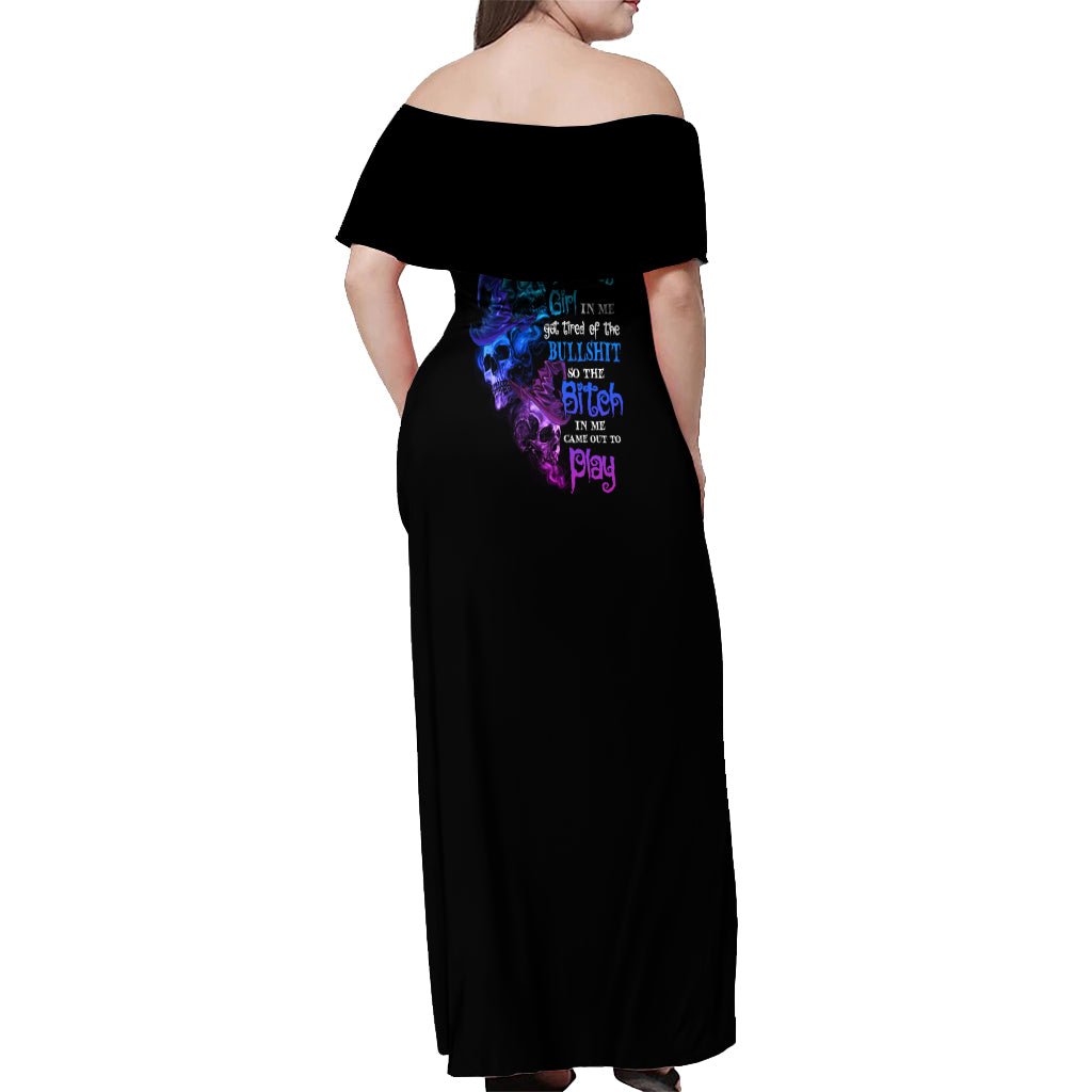 The Good Girl In Me Got Tired Skull Witch Halloween Off Shoulder Maxi Dress - Wonder Print Shop