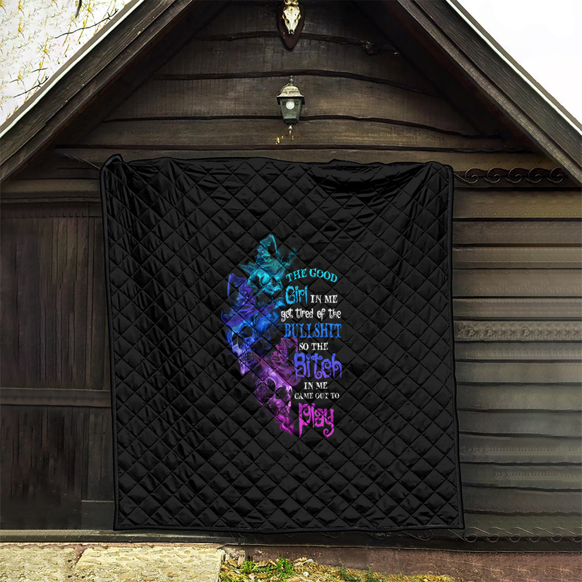 The Good Girl In Me Got Tired Skull Witch Halloween Quilt - Wonder Print Shop