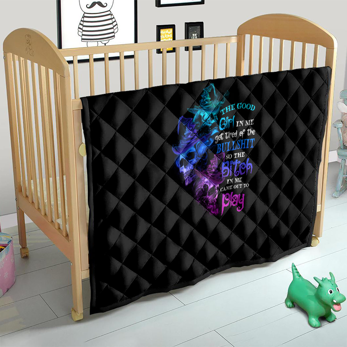 The Good Girl In Me Got Tired Skull Witch Halloween Quilt - Wonder Print Shop