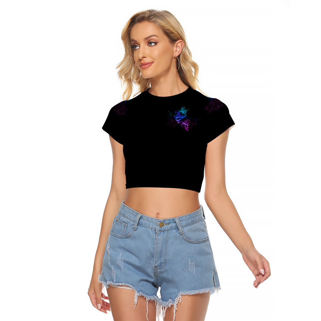 The Good Girl In Me Got Tired Skull Witch Halloween Raglan Cropped T Shirt - Wonder Print Shop