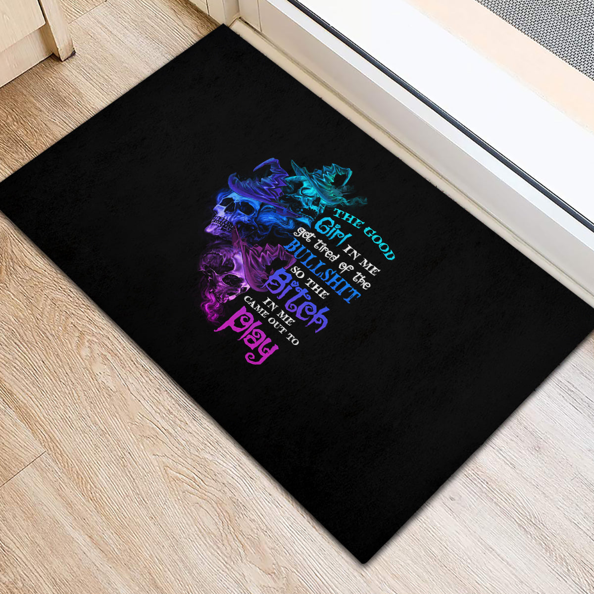 The Good Girl In Me Got Tired Skull Witch Halloween Rubber Doormat - Wonder Print Shop