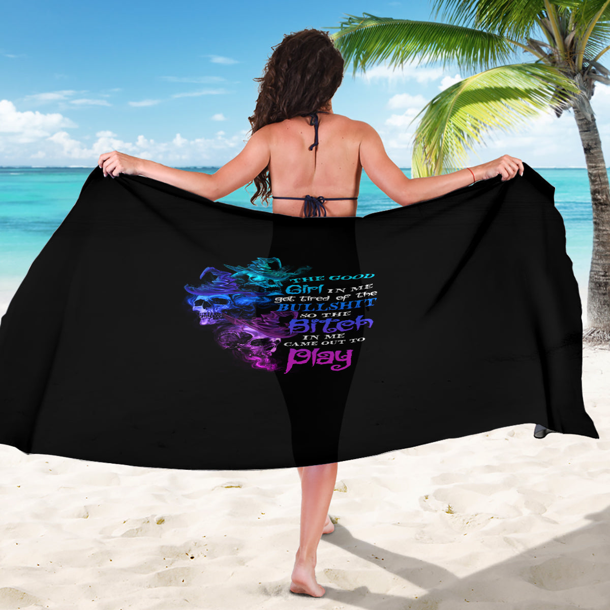 The Good Girl In Me Got Tired Skull Witch Halloween Sarong - Wonder Print Shop