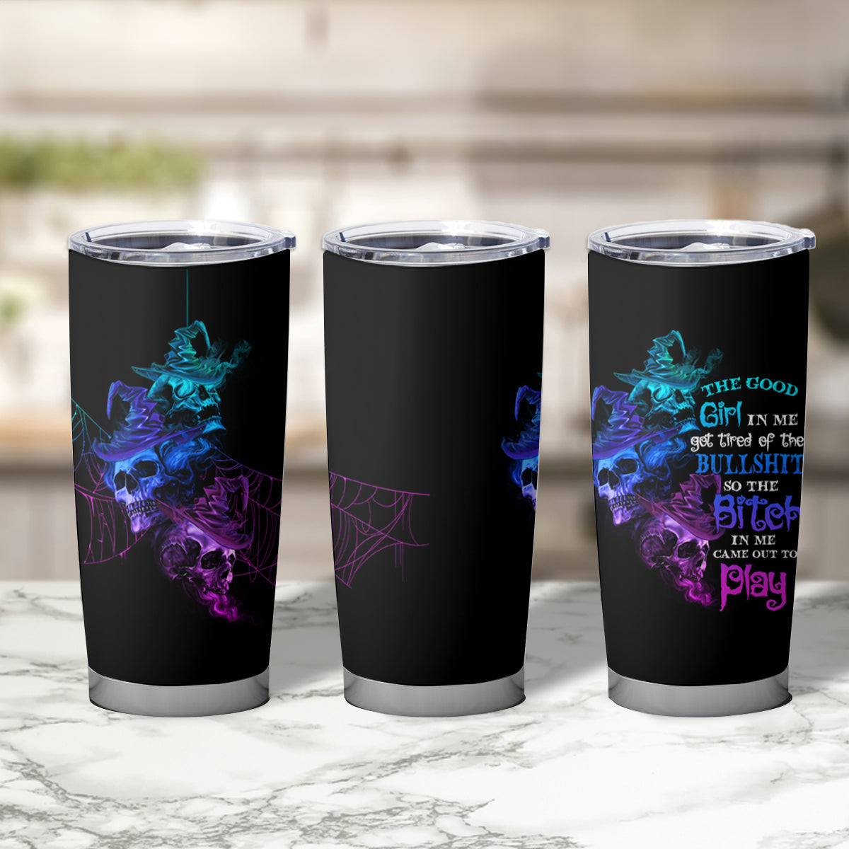 The Good Girl In Me Got Tired Skull Witch Halloween Tumbler Cup - Wonder Print Shop