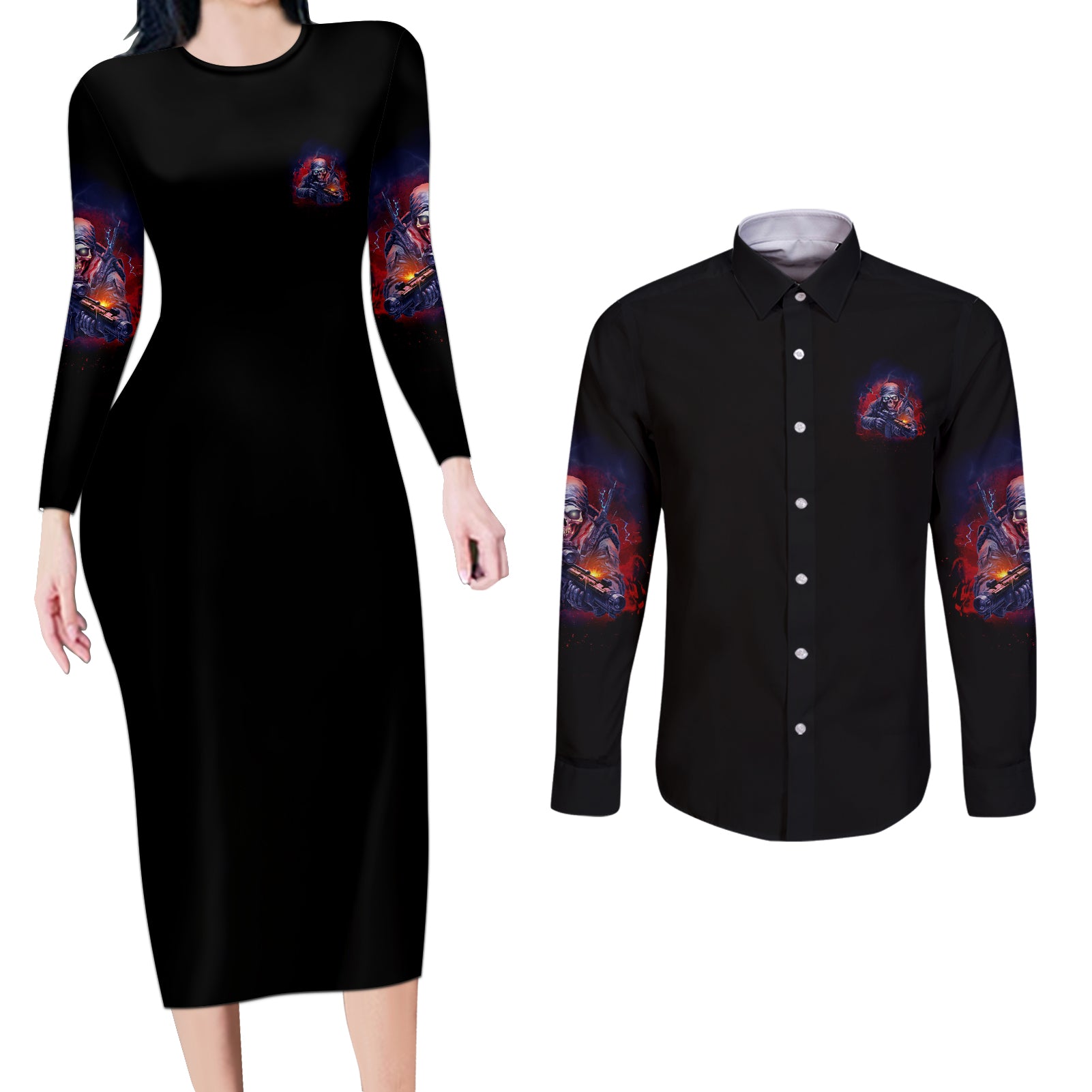 Your First Mistake Was Thinking Couples Matching Long Sleeve Bodycon Dress and Long Sleeve Button Shirt - Wonder Print Shop