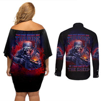Your First Mistake Was Thinking Couples Matching Off Shoulder Short Dress and Long Sleeve Button Shirt - Wonder Print Shop