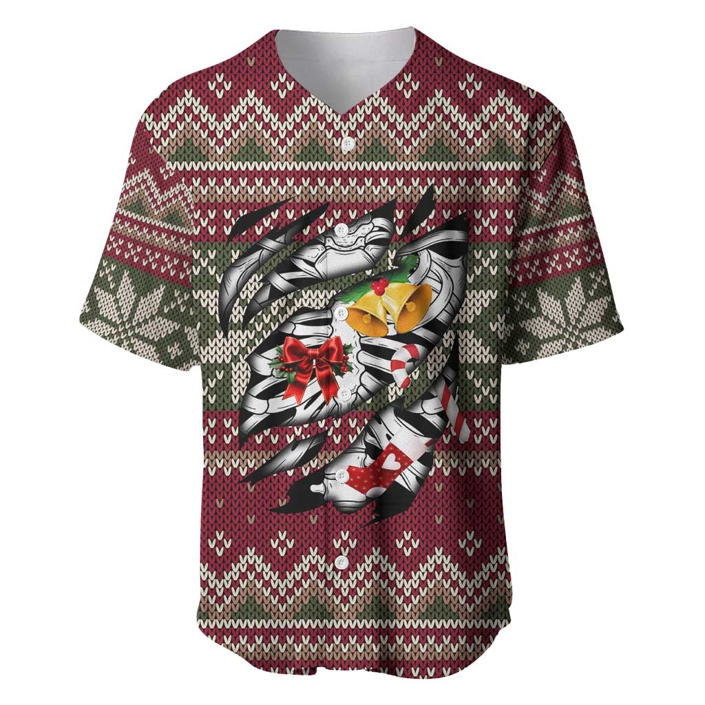 Skeleton Candy Cane Christmas Baseball Jersey Xmas Holiday Patterns - Wonder Print Shop