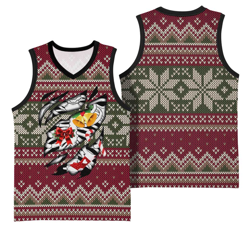 Skeleton Candy Cane Christmas Basketball Jersey Xmas Holiday Patterns - Wonder Print Shop