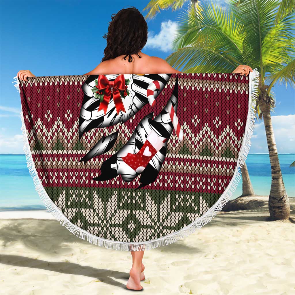 Skeleton Candy Cane Christmas Beach Blanket Xmas Holiday Patterns - Wonder Print Shop