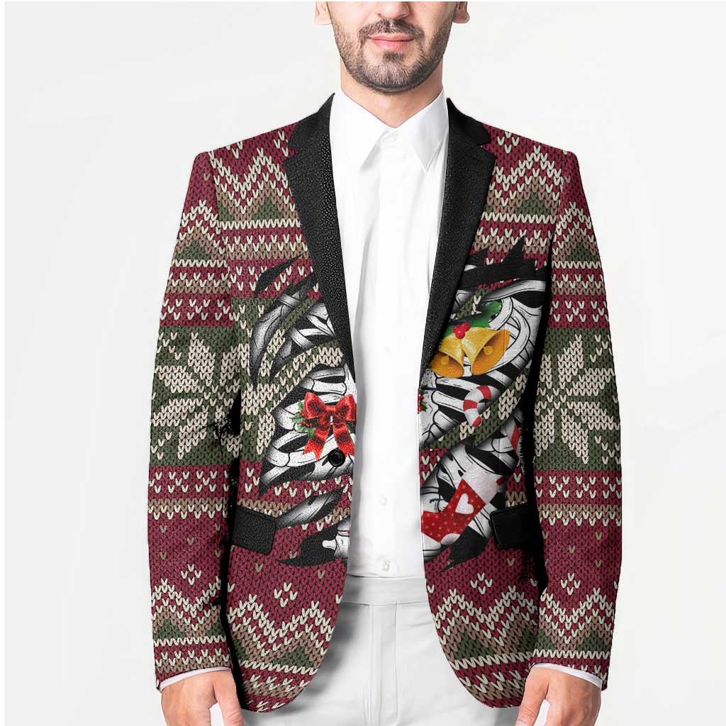Skeleton Candy Cane Christmas Blazer Xmas Holiday Patterns - Wonder Print Shop