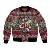 Skeleton Candy Cane Christmas Bomber Jacket Xmas Holiday Patterns - Wonder Print Shop