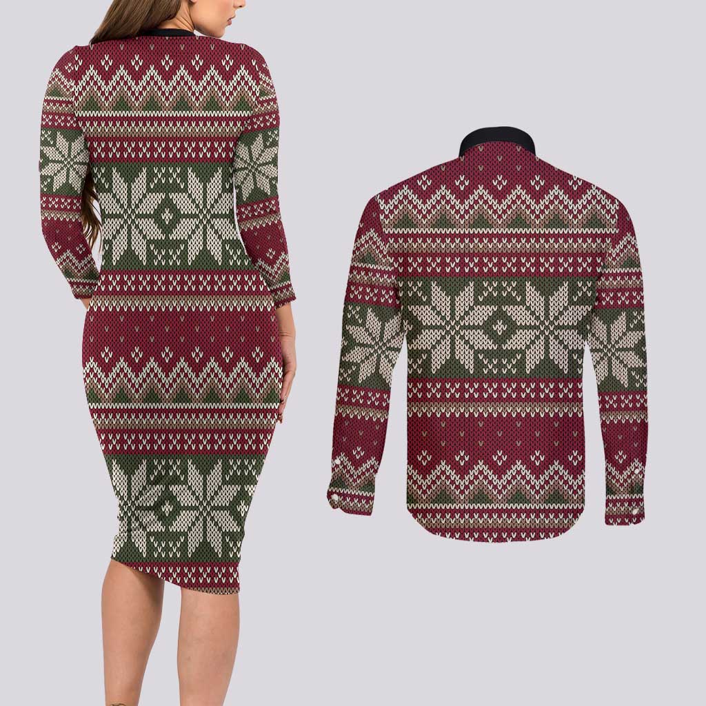 Skeleton Candy Cane Christmas Couples Matching Long Sleeve Bodycon Dress and Long Sleeve Button Shirt Xmas Holiday Patterns - Wonder Print Shop