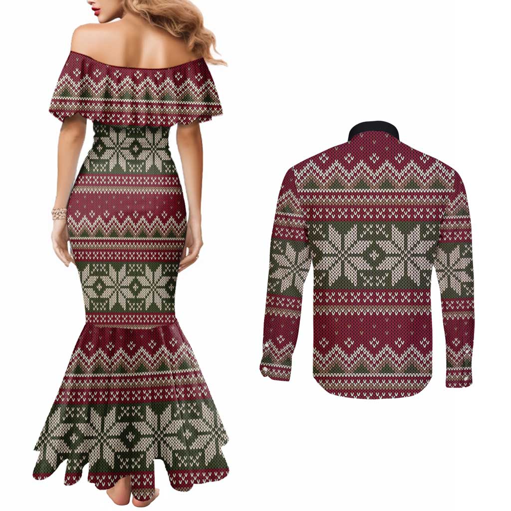 Skeleton Candy Cane Christmas Couples Matching Mermaid Dress and Long Sleeve Button Shirt Xmas Holiday Patterns - Wonder Print Shop