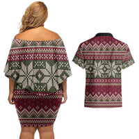 Skeleton Candy Cane Christmas Couples Matching Off Shoulder Short Dress and Hawaiian Shirt Xmas Holiday Patterns - Wonder Print Shop
