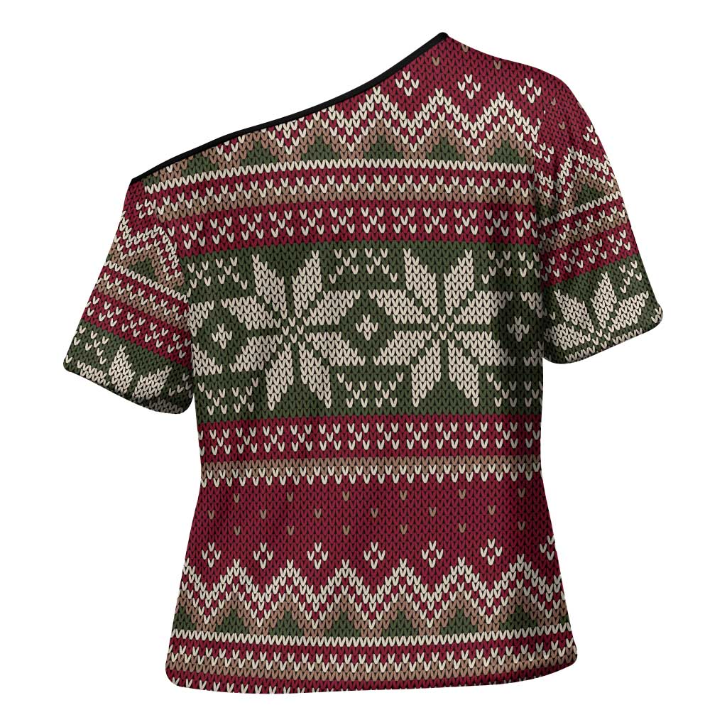 Skeleton Candy Cane Christmas Cross Shoulder Shirt Xmas Holiday Patterns - Wonder Print Shop