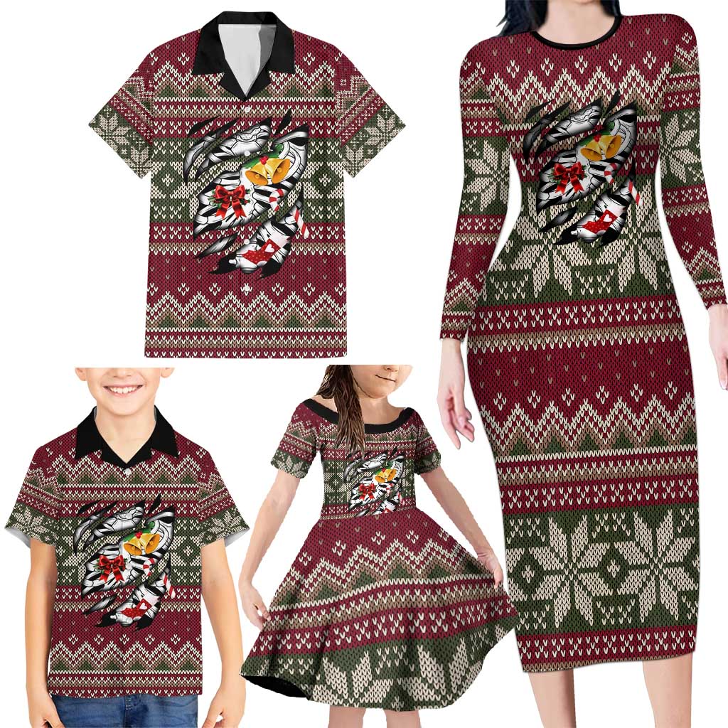 Skeleton Candy Cane Christmas Family Matching Long Sleeve Bodycon Dress and Hawaiian Shirt Xmas Holiday Patterns - Wonder Print Shop