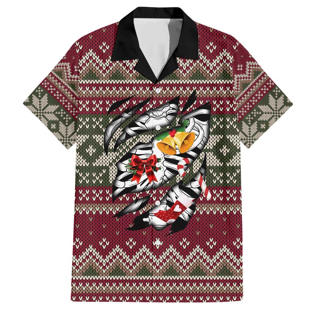 Skeleton Candy Cane Christmas Family Matching Long Sleeve Bodycon Dress and Hawaiian Shirt Xmas Holiday Patterns - Wonder Print Shop