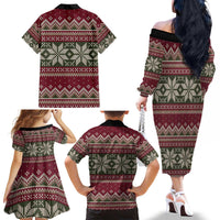 Skeleton Candy Cane Christmas Family Matching Off The Shoulder Long Sleeve Dress and Hawaiian Shirt Xmas Holiday Patterns - Wonder Print Shop