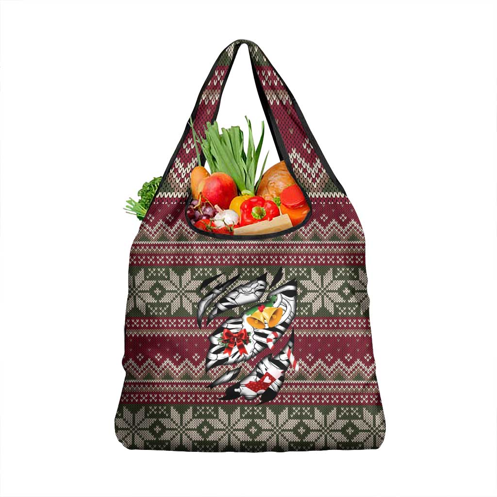 Skeleton Candy Cane Christmas Grocery Bag Xmas Holiday Patterns - Wonder Print Shop