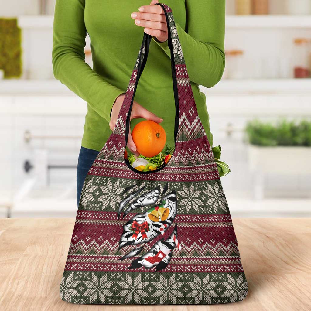 Skeleton Candy Cane Christmas Grocery Bag Xmas Holiday Patterns - Wonder Print Shop