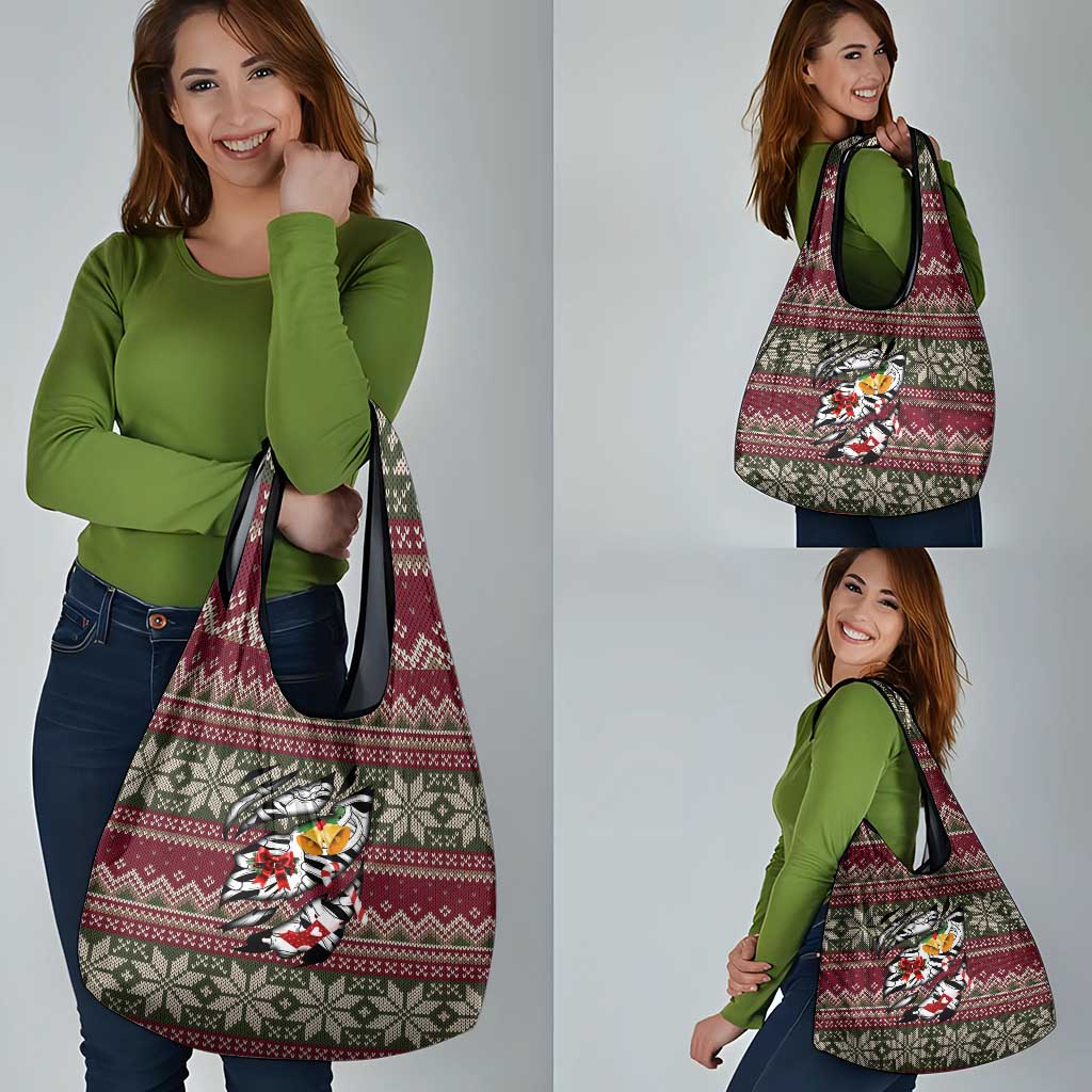 Skeleton Candy Cane Christmas Grocery Bag Xmas Holiday Patterns - Wonder Print Shop
