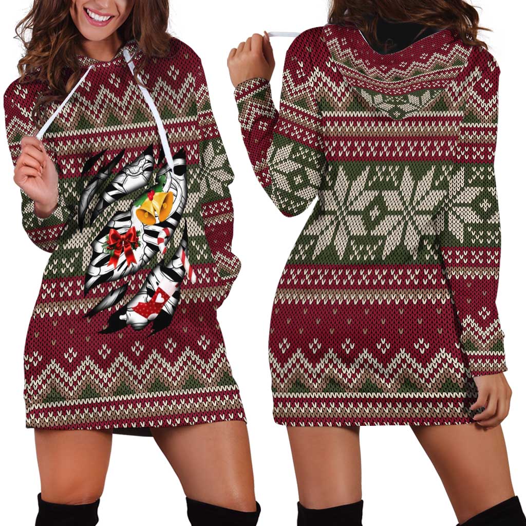 Skeleton Candy Cane Christmas Hoodie Dress Xmas Holiday Patterns - Wonder Print Shop