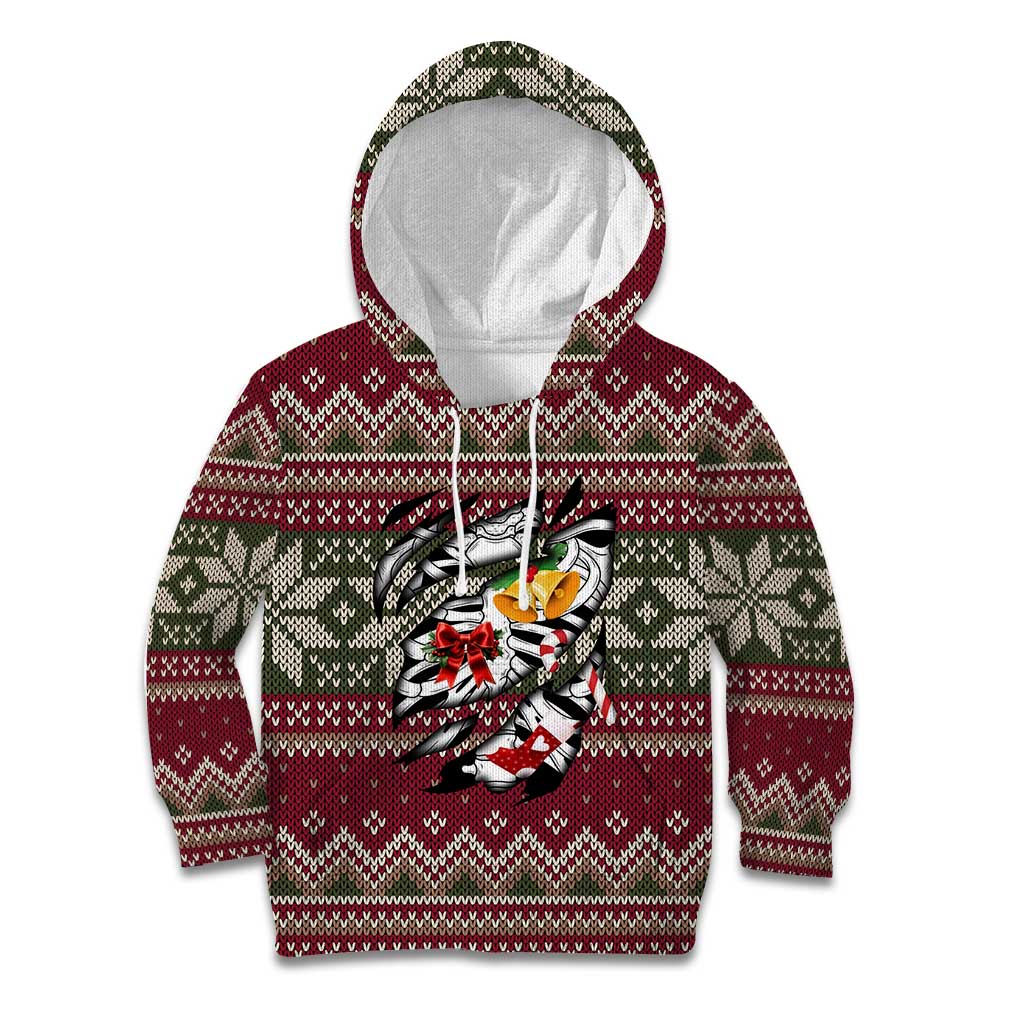 Skeleton Candy Cane Christmas Kid Hoodie Xmas Holiday Patterns - Wonder Print Shop