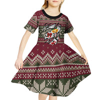 Skeleton Candy Cane Christmas Kid Short Sleeve Dress Xmas Holiday Patterns - Wonder Print Shop