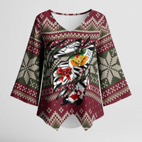 Skeleton Candy Cane Christmas Kimono Sleeve Blouse Xmas Holiday Patterns - Wonder Print Shop