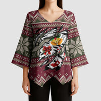 Skeleton Candy Cane Christmas Kimono Sleeve Blouse Xmas Holiday Patterns - Wonder Print Shop