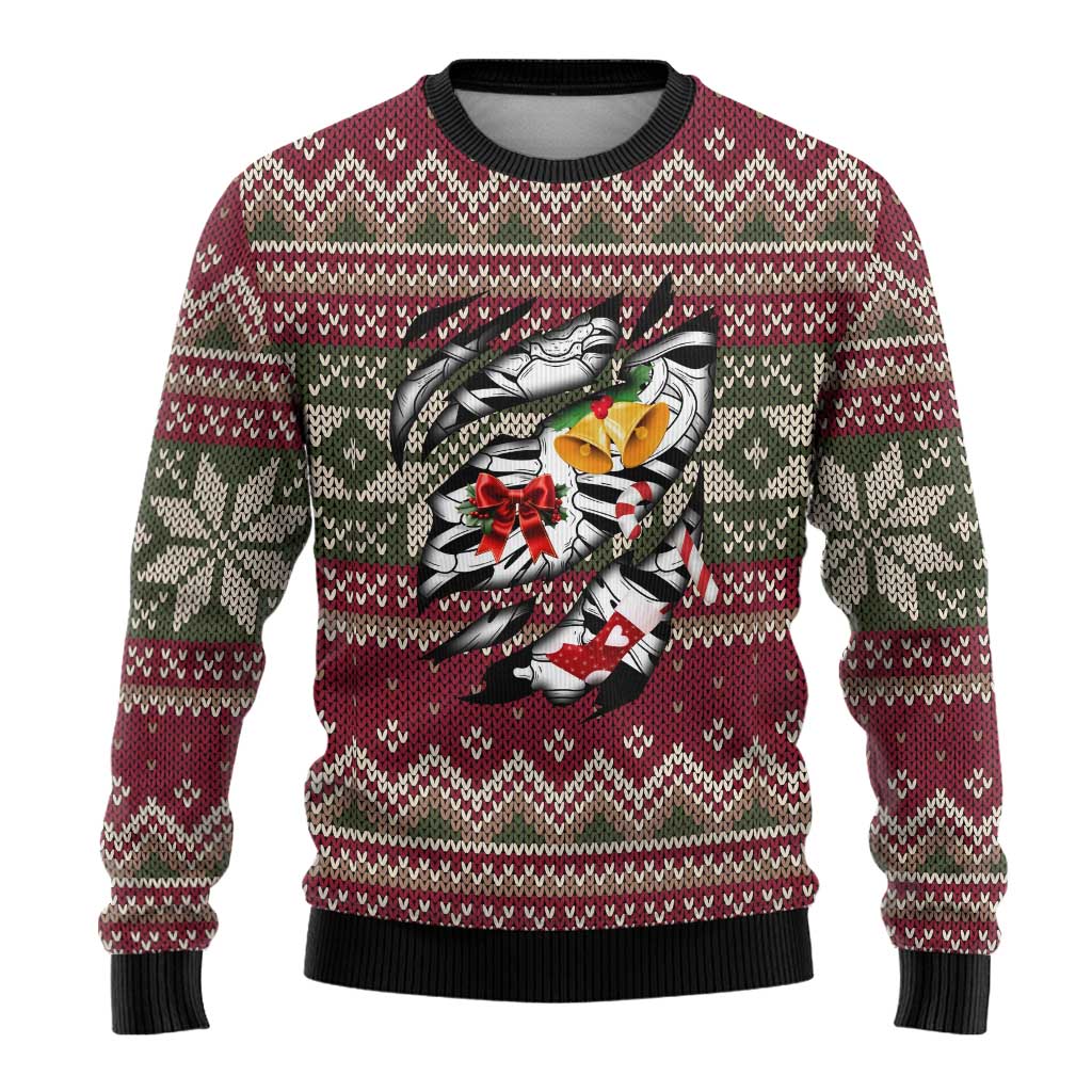 Skeleton Candy Cane Christmas Ugly Christmas Sweater Xmas Holiday Patterns - Wonder Print Shop